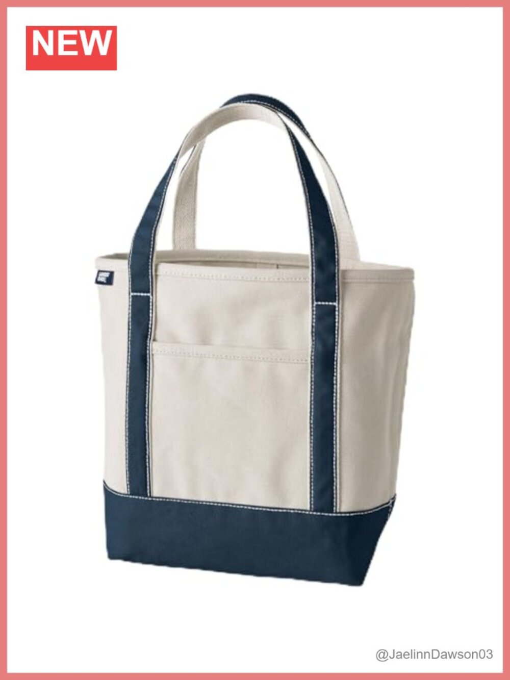 Large Canvas Tote with 5 Pockets, Structured Base, Shoulder Handles